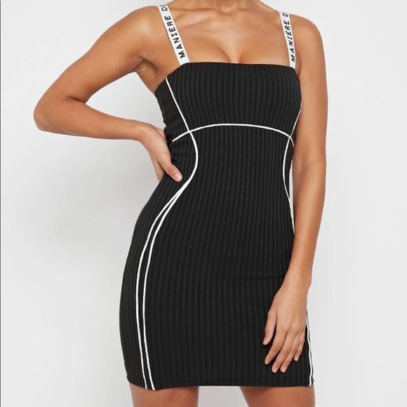 Black Contrast Bodycon Mini Dress - Picture 5 of 5